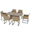 7 Piece Rattan Garden Furniture Set, Garden Dining Set with Wood-Plastic Table