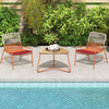 COSTWAY 3 Piece Patio Bistro Set Outdoor Rattan Furniture Set-Orange
