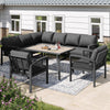 Garden Furniture Set Outdoor 8 Seater Corner Sofa with Glass Dining Table, Grey