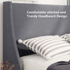 Bed Frame 3ft Single Size Linen Fabric Upholstered Bed Slatted Foundation Grey
