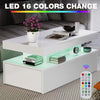 High Gloss LED Coffee Table With Storage 2 Drawers Modern Living Room Furniture