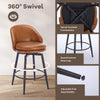 26in Bar Stools Set of 2 Swivel Counter Height Chairs w/ Metal Legs & Footrest