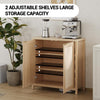 Rattan Storage Cabinet,Freestanding Cupboard w/ 2 Adjustable Shelves,for Bedroom