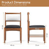 Wooden Dining Chair Set of 2 Upholstered Kitchen Chairs-Brown