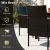 7 Pieces PE Rattan Outdoor Patio Dining Set with 6 Chairs and Acacia Wood Table