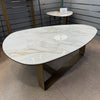 Coffee Table Marble Effect Glass Ceramic Top Gold Metal Frame Living Room Home