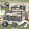Platform Bed with Drawers & Bookcase 3ft Single Bed Household Bed 90x190cm, Grey