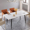 Rectangular Marble Dining Table 4-6 Seaters Black Metal Legs Kitchen Furniture