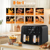 Air Fryer 9L Dual Basket 8 Program for Oil Free & Low Fat Healthy Cooking 2400W