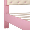 Single Bed Frame 3ft PU Leather Upholstered Bed with Adjustable Headboard Pink