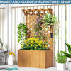 Wooden Planter, Trellis Raised Garden Bed Freestanding Outdoor Box with Drainage