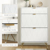 Narrow Shoe Cabinet with Adjustable Shelves for 12 Pairs of Shoes, White