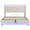 OTTOMAN STORAGE UPHOLSTERED KING BED FRAME WITH HEADBOARD STORAGE, LED & USB