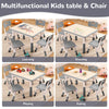 Kids Table and 4 Chairs Set, Height Adjustable Toddler Multi-Activity Art Table