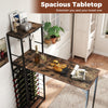 Table Dining Metal Coffee Bar with Glass Racks-Brown