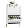 Slim Shoe Storage Cabinet with 2 Flip Drawers for Hallway, White