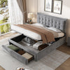 Ottoman Storage Gas Lift Bed Upholstered 4ft6 Double Bed Frame with Drawer Grey