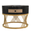 Set of 2 Coffee Nesting Table Set Black Sofa Side Table Faux Marble with Drawer