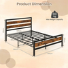 Double Bed Frame Industrial Metal Platform Bed with Headboard and Footboard
