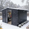 8 x 6ft Garden Storage Shed Outdoor Metal Garden Sheds with Sliding Door GREY