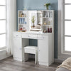 Dressing Table with LED Mirror Drawers Vanity Table Makeup Desk Stool Set White