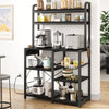 6 Tier Bakers Rack Kitchen Microwave Stand Coffee Bar Station with Power Outlet