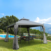 3 x 3(m) Garden Gazebo Double Top Gazebo Canopy w/ Mesh Grey