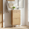Bonnlo Rattan & Drawer Shoe Cabinet, 2 Bins + 1 Drawer, Adjustable