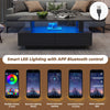 Coffee Table with Storage Rectangle LED Modern Wooden Rectangle Tea Table Black
