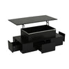 Black LED Lift Top Coffee Table w/ Drawers, Hidden Storage Living Room Furniture