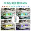 High Gloss LED Coffee Table With 2 Drawers Modern 2 Tier Square Centre Table