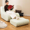 Bedroom Floor Couch Bean Bag Chair with Ottoman-Green