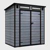 6X4FT Plastic Garden Shed Pent with Floor Window Lockable Door Wood Grain Grey