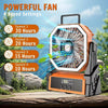 Tent Fan With LED Light Cooling Fan 10000mAh USB Rechargeable Timer for Camping