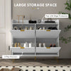 Narrow Shoe Storage Cabinet with 4 Flip Drawers for 16 Pairs of Shoes