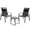 3PCS Patio Bistro Set Coffee Table and 2 Chair Conversation Furniture Black
