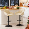 Set of 2/4 Bar Stools Velvet w/Armrest 8cm Thick Seat Swivel Bar Chair Breakfast
