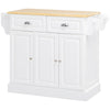 Kitchen Storage Trolley with Adjustable Shelf Rolling Kitchen Island White