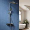 Square Thermostatic Shower Mixer Gunmetal Grey Rainfall Handset Knob Control