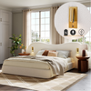 6FT Bouclé Super King Bed with Hydraulic Storage, USB Charging & Reading Lights