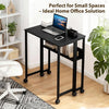 Folding Desk with Storage Shelf Rolling Desk on Wheels Foldable Computer Table