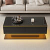 Modern LED Coffee Table, 100Cm High Gloss White Coffee Table, with 3 Drawers And