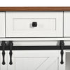 Rolling Kitchen Island Storage Trolley Cart Cabinet with 3 Drawers & Barn Doors