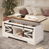 Lift Top Coffee Table with Sliding Barn Door Hidden Storage Lifting Table Top