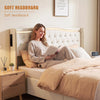 LED Luxury Chesterfield Bed Frame W/ Wingback Headboard & Charging Station 4ft6