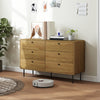 Bedroom Chest of Drawers, Modern 6 Drawer Dresser, Oak
