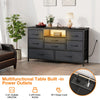 TV Stand with LED Light for 32-50" TVs, Media Console Table w/ 8 Drawers Bedroom