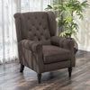 Accent Chair Wingback Armchair Retro Tufted Club Wood Fabric, Brown