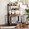 Dog Crate Furniture Industrial Dog Kennel with Storage Shelves-Brown