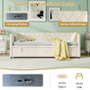 Daybed 3ft Single Linen Upholstered Bed Guest Bed Sofa Bed with Trundle Beige